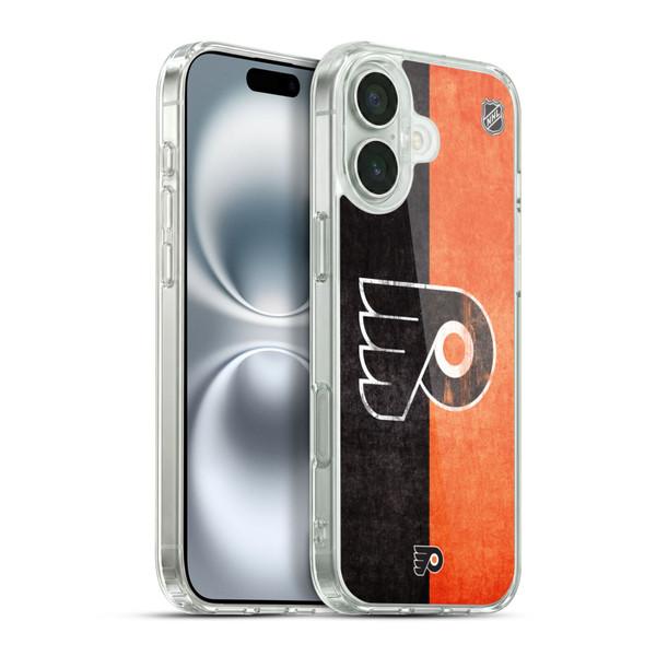 NHL Philadelphia Flyers Half Distressed Soft Gel Case for Apple iPhone 16 Plus & MagSafe