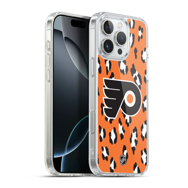 NHL Philadelphia Flyers Leopard Pattern Soft Gel Case for Apple iPhone 16 Pro Max & MagSafe