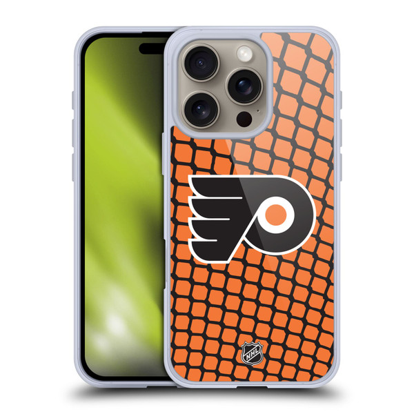 NHL Philadelphia Flyers Net Pattern Soft Gel Case for Apple iPhone 16 Pro