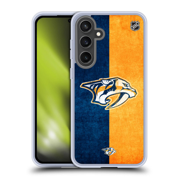 NHL Nashville Predators Half Distressed Soft Gel Case for Samsung Galaxy S24 FE