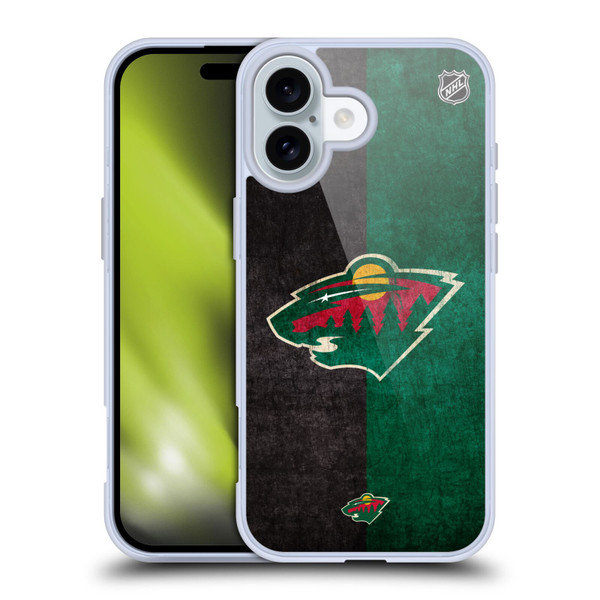 NHL Minnesota Wild Half Distressed Soft Gel Case for Apple iPhone 16
