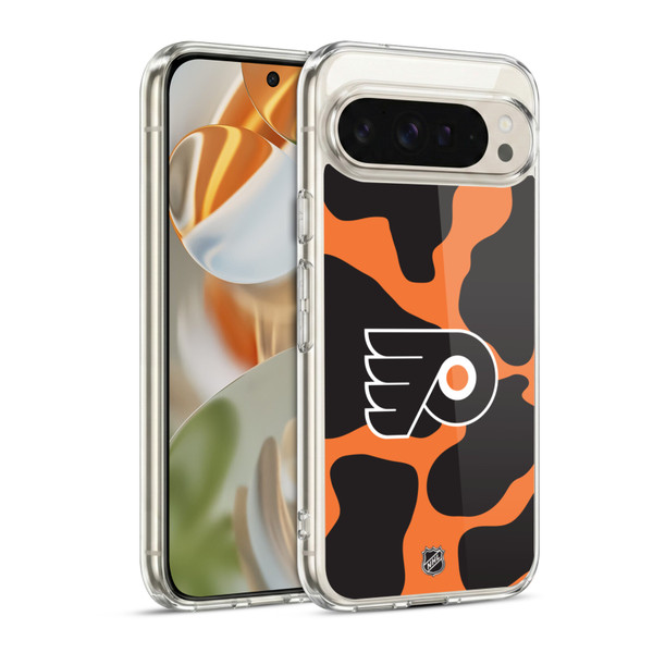 NHL Philadelphia Flyers Cow Pattern Soft Gel Case for Google Pixel 9 / Pixel 9 Pro