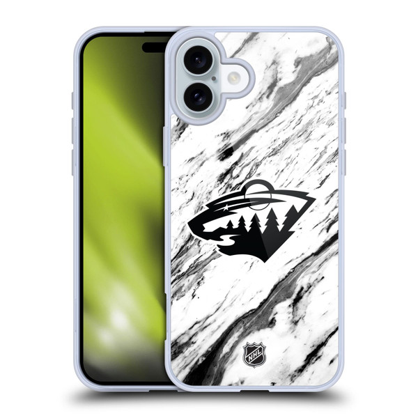 NHL Minnesota Wild Marble Soft Gel Case for Apple iPhone 16 Plus