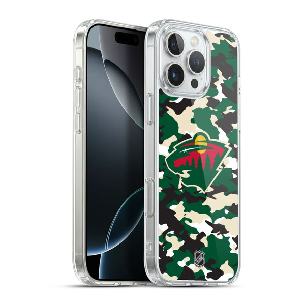 NHL Minnesota Wild Camouflage Soft Gel Case for Apple iPhone 16 Pro Max