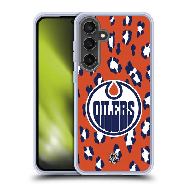 NHL Edmonton Oilers Leopard Pattern Soft Gel Case for Samsung Galaxy S24 FE