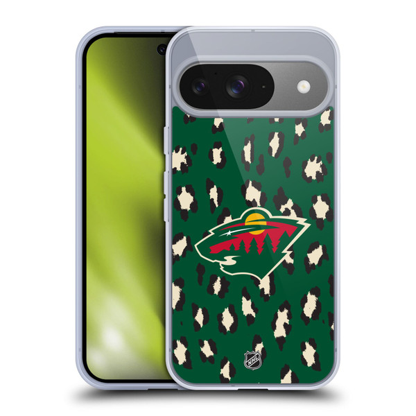 NHL Minnesota Wild Leopard Pattern Soft Gel Case for Google Pixel 9 / Pixel 9 Pro
