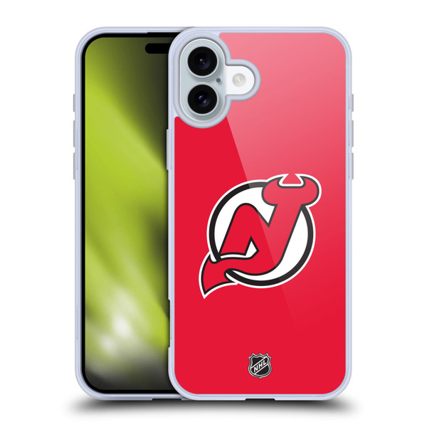 NHL New Jersey Devils Plain Soft Gel Case for Apple iPhone 16 Plus