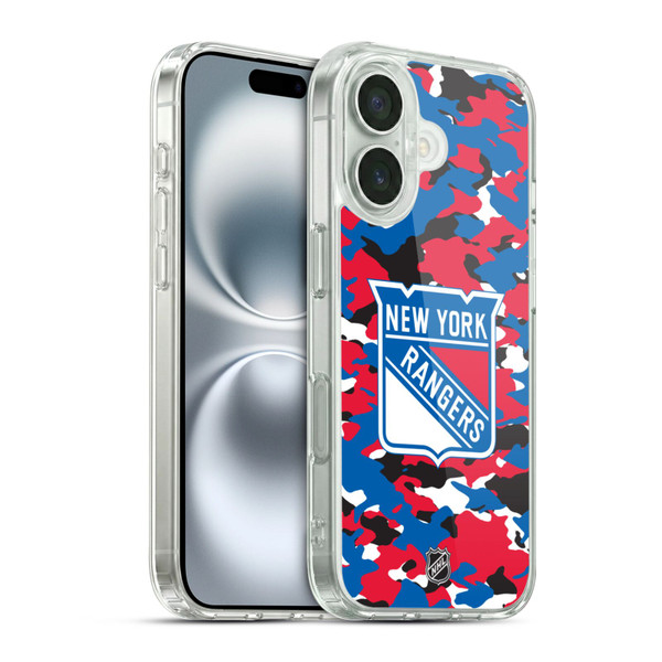 NHL New York Rangers Camouflage Soft Gel Case for Apple iPhone 16 & MagSafe