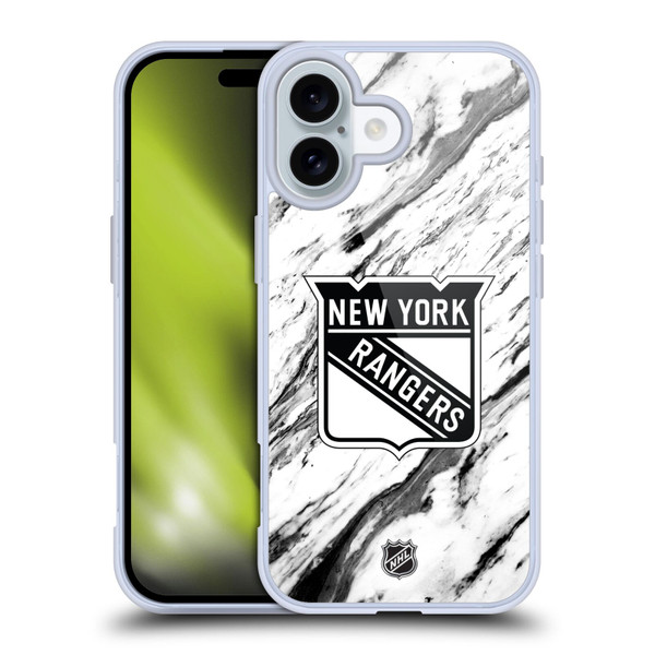 NHL New York Rangers Marble Soft Gel Case for Apple iPhone 16