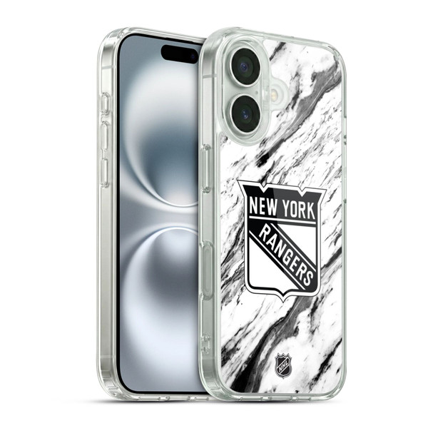 NHL New York Rangers Marble Soft Gel Case for Apple iPhone 16 & MagSafe