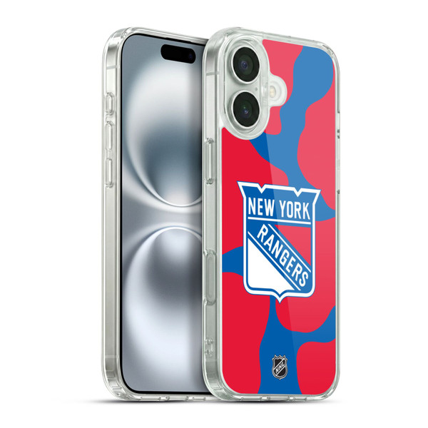 NHL New York Rangers Cow Pattern Soft Gel Case for Apple iPhone 16 Plus & MagSafe