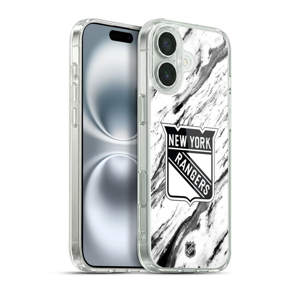 NHL New York Rangers Marble Soft Gel Case for Apple iPhone 16 Plus & MagSafe