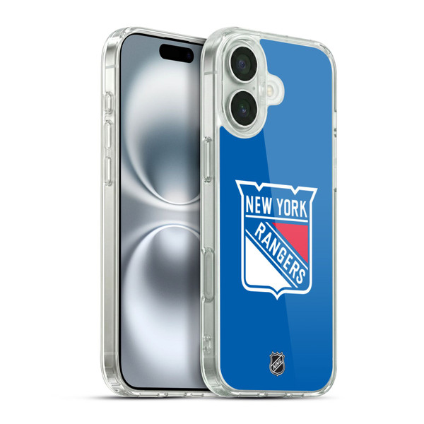 NHL New York Rangers Plain Soft Gel Case for Apple iPhone 16 Plus & MagSafe