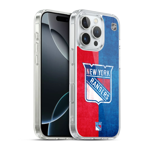 NHL New York Rangers Half Distressed Soft Gel Case for Apple iPhone 16 Pro & MagSafe