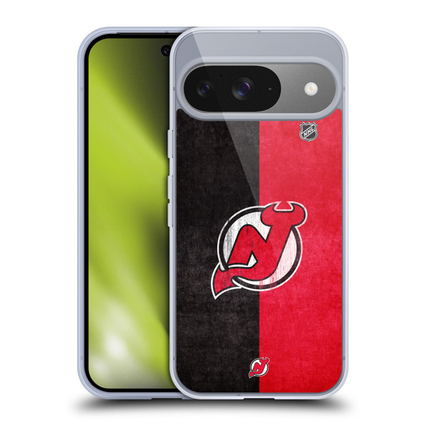 NHL New Jersey Devils Half Distressed Soft Gel Case for Google Pixel 9 / Pixel 9 Pro