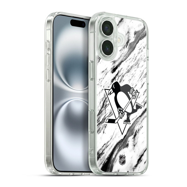 NHL Pittsburgh Penguins Marble Soft Gel Case for Apple iPhone 16 Plus & MagSafe