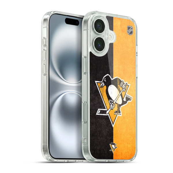NHL Pittsburgh Penguins Half Distressed Soft Gel Case for Apple iPhone 16 Plus & MagSafe