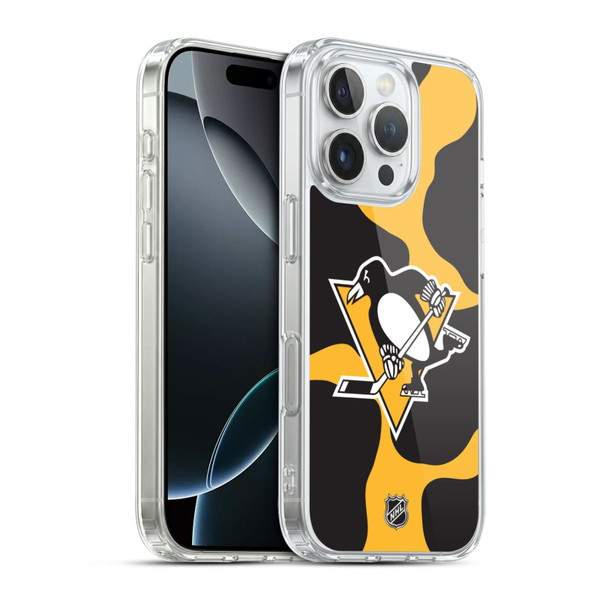 NHL Pittsburgh Penguins Cow Pattern Soft Gel Case for Apple iPhone 16 Pro & MagSafe