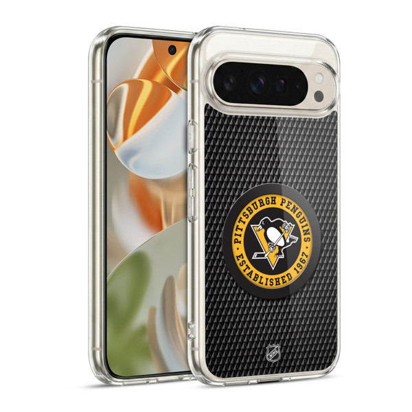 NHL Pittsburgh Penguins Puck Texture Soft Gel Case for Google Pixel 9 / Pixel 9 Pro