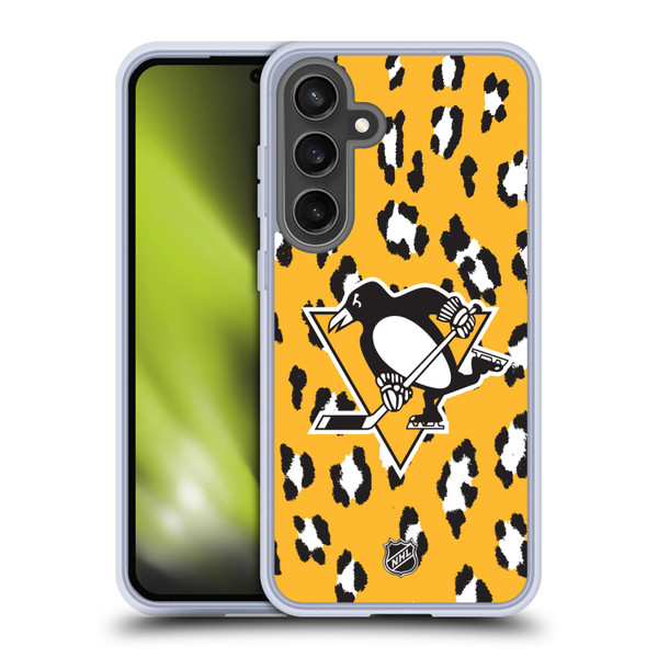NHL Pittsburgh Penguins Leopard Pattern Soft Gel Case for Samsung Galaxy S24 FE
