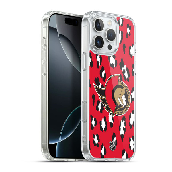 NHL Ottawa Senators Leopard Pattern Soft Gel Case for Apple iPhone 16 Pro Max & MagSafe