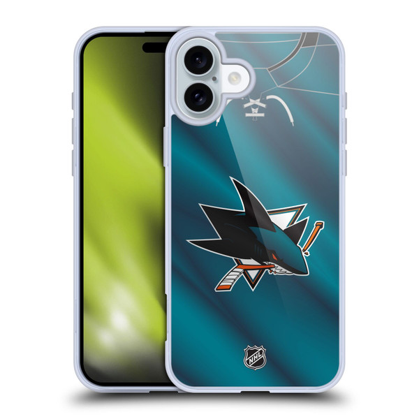 NHL San Jose Sharks Jersey Soft Gel Case for Apple iPhone 16 Plus