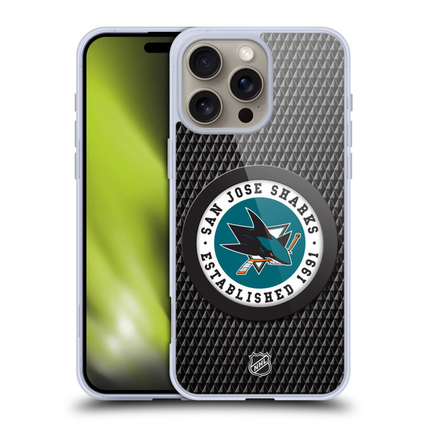 NHL San Jose Sharks Puck Texture Soft Gel Case for Apple iPhone 16 Pro Max