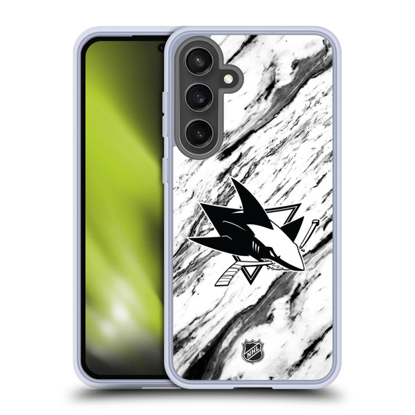 NHL San Jose Sharks Marble Soft Gel Case for Samsung Galaxy S24 FE