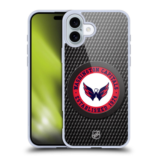 NHL Washington Capitals Puck Texture Soft Gel Case for Apple iPhone 16 Plus