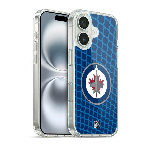 NHL Winnipeg Jets Net Pattern Soft Gel Case for Apple iPhone 16 & MagSafe