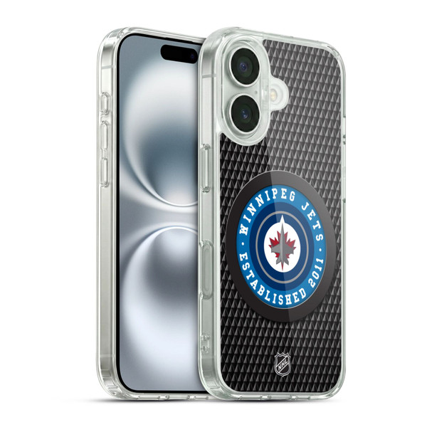 NHL Winnipeg Jets Puck Texture Soft Gel Case for Apple iPhone 16 & MagSafe