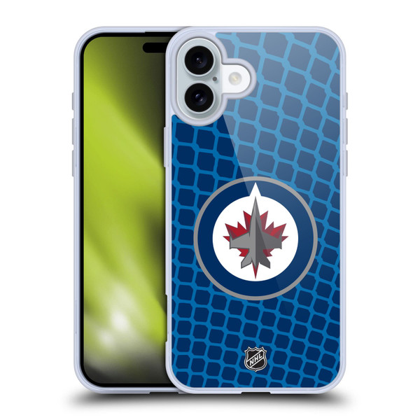 NHL Winnipeg Jets Net Pattern Soft Gel Case for Apple iPhone 16 Plus