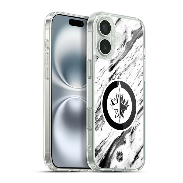 NHL Winnipeg Jets Marble Soft Gel Case for Apple iPhone 16 Plus & MagSafe