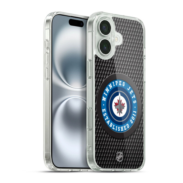 NHL Winnipeg Jets Puck Texture Soft Gel Case for Apple iPhone 16 Plus & MagSafe