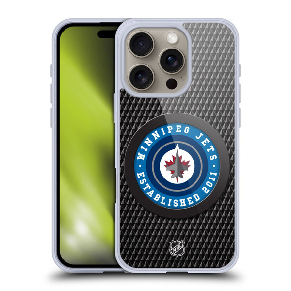 NHL Winnipeg Jets Puck Texture Soft Gel Case for Apple iPhone 16 Pro