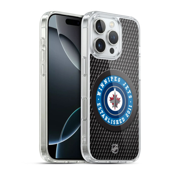NHL Winnipeg Jets Puck Texture Soft Gel Case for Apple iPhone 16 Pro & MagSafe