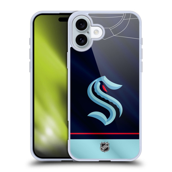 NHL Seattle Kraken Jersey Soft Gel Case for Apple iPhone 16 Plus