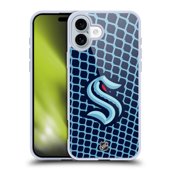 NHL Seattle Kraken Net Pattern Soft Gel Case for Apple iPhone 16 Plus