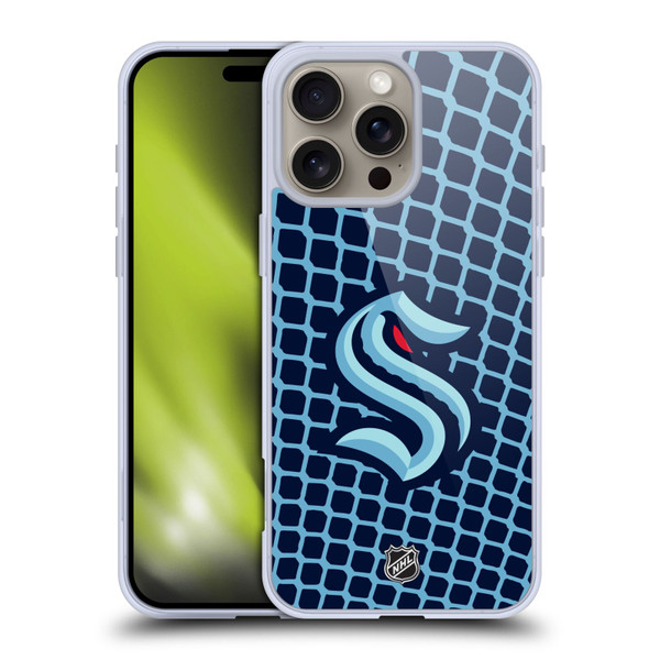 NHL Seattle Kraken Net Pattern Soft Gel Case for Apple iPhone 16 Pro Max
