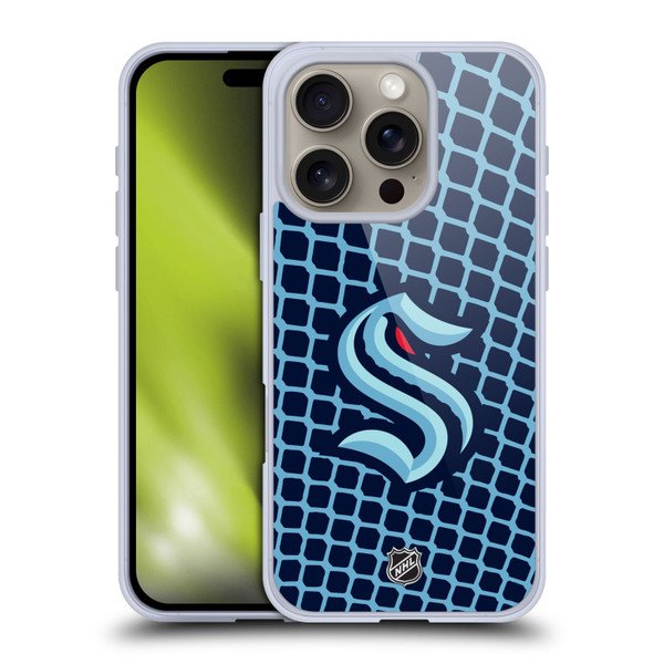 NHL Seattle Kraken Net Pattern Soft Gel Case for Apple iPhone 16 Pro