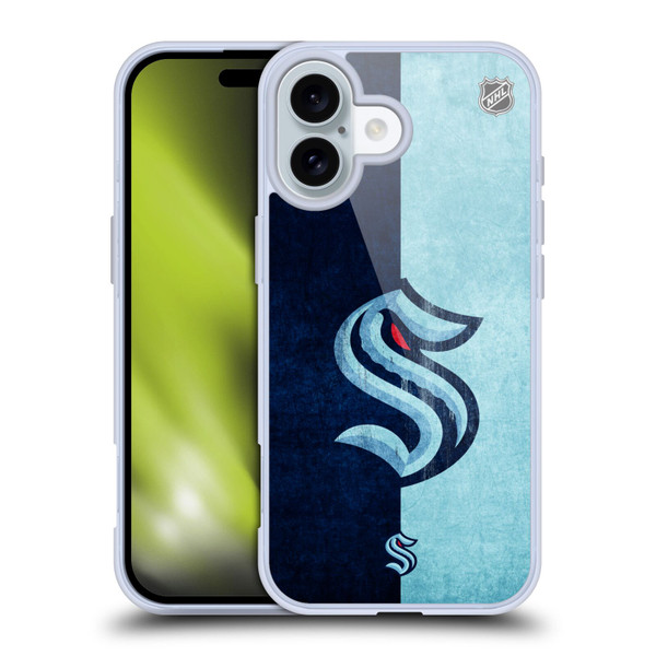 NHL Seattle Kraken Half Distressed Soft Gel Case for Apple iPhone 16