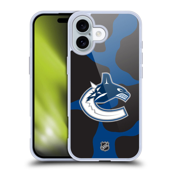 NHL Vancouver Canucks Cow Pattern Soft Gel Case for Apple iPhone 16