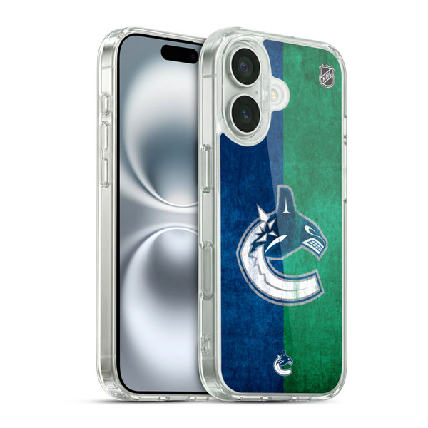 NHL Vancouver Canucks Half Distressed Soft Gel Case for Apple iPhone 16 & MagSafe
