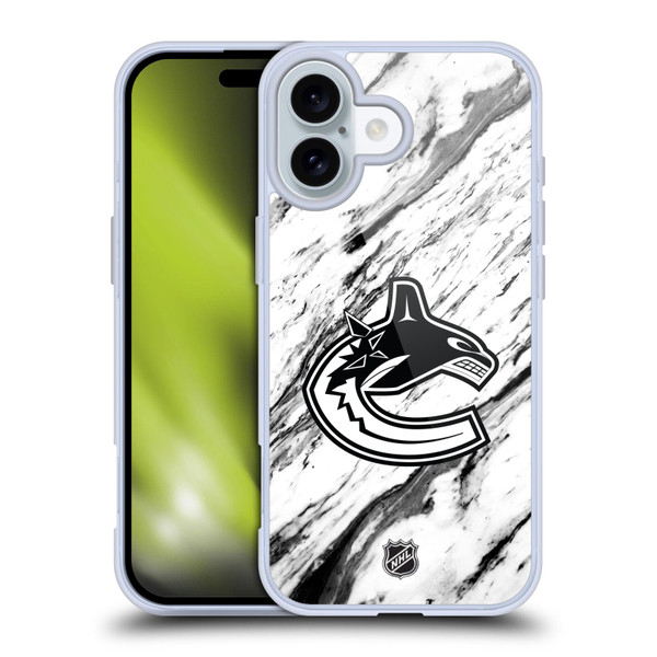 NHL Vancouver Canucks Marble Soft Gel Case for Apple iPhone 16