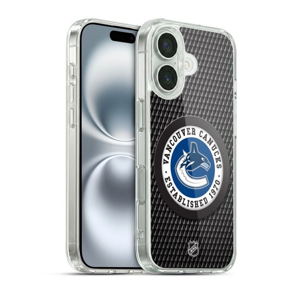 NHL Vancouver Canucks Puck Texture Soft Gel Case for Apple iPhone 16 & MagSafe