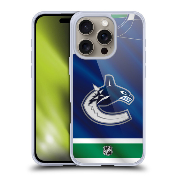 NHL Vancouver Canucks Jersey Soft Gel Case for Apple iPhone 16 Pro