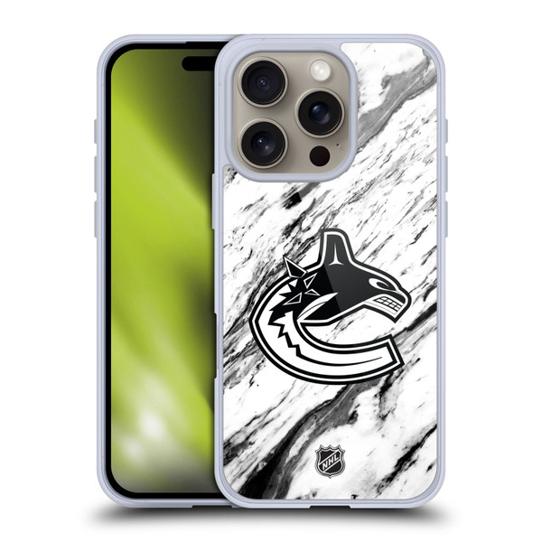NHL Vancouver Canucks Marble Soft Gel Case for Apple iPhone 16 Pro