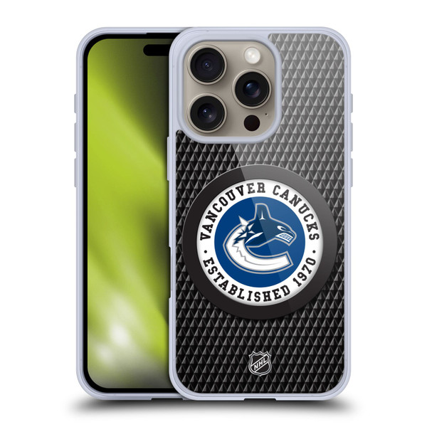 NHL Vancouver Canucks Puck Texture Soft Gel Case for Apple iPhone 16 Pro