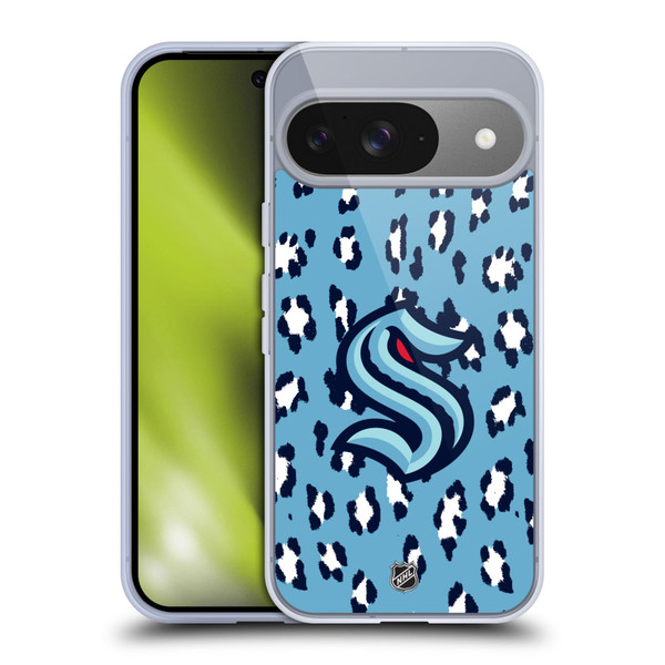 NHL Seattle Kraken Leopard Pattern Soft Gel Case for Google Pixel 9 / Pixel 9 Pro