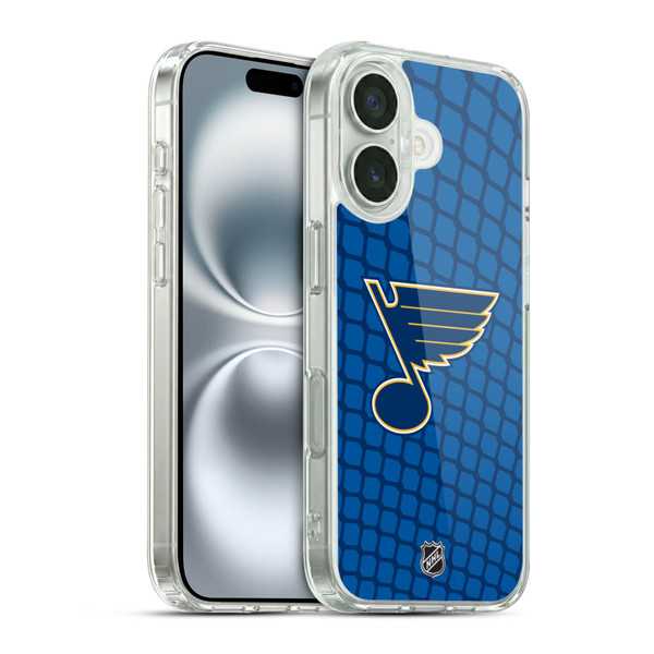 NHL St Louis Blues Net Pattern Soft Gel Case for Apple iPhone 16 & MagSafe